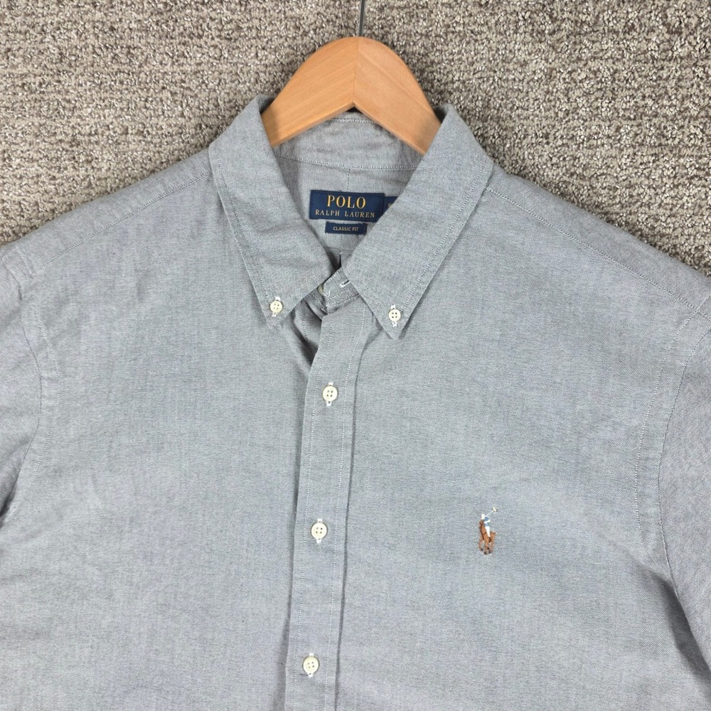 Polo Ralph Lauren Mens XL Gray Short Sleeve Oxford Flesh Pony Classic Fit Shirt